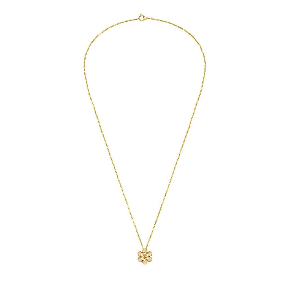 Gold-Plated Sterling Silver Flower Pendant Necklace‎ With 18 inch Chain Gift - Picture 2 of 4
